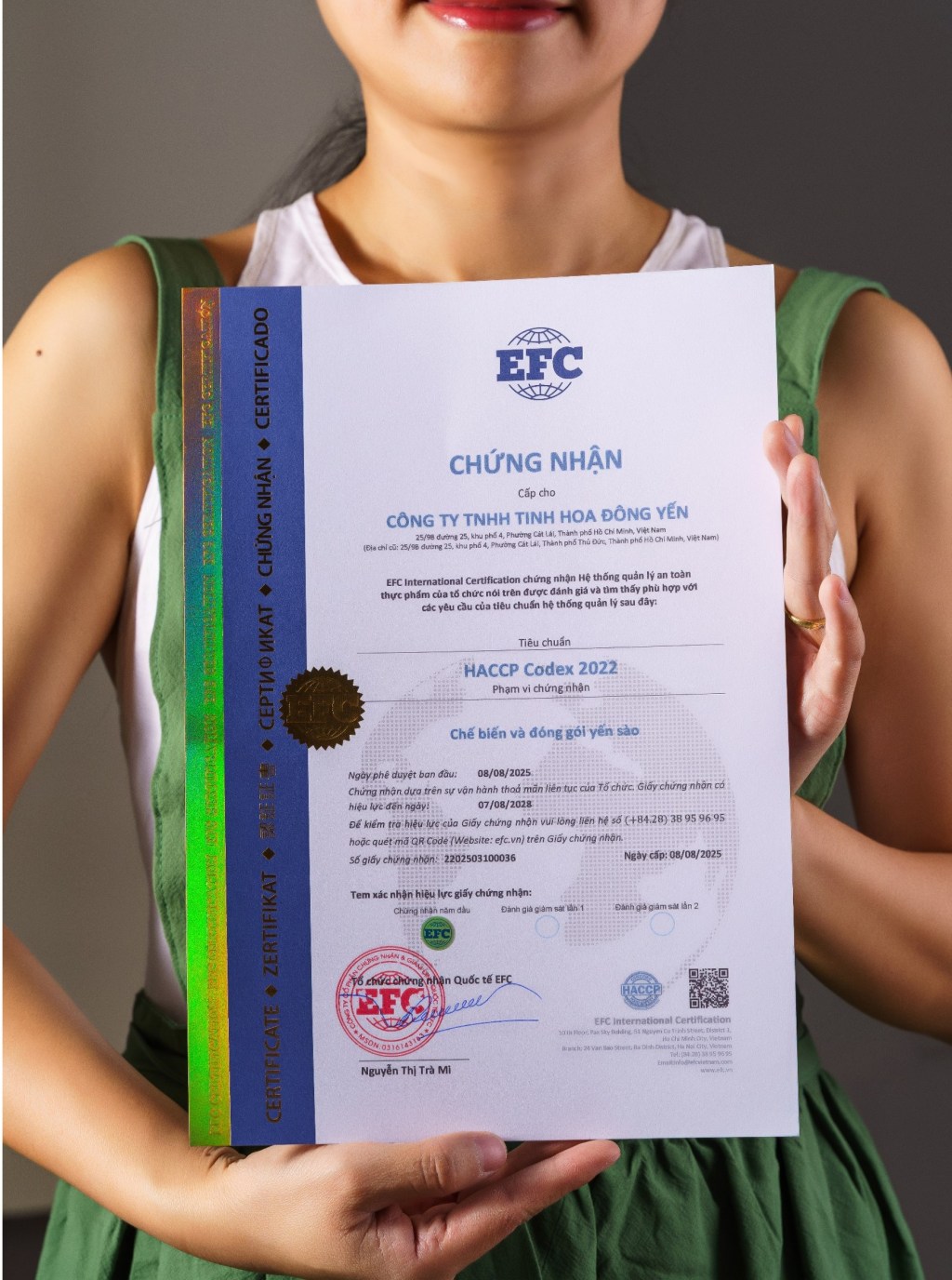 Đông Yến đạt chứng nhận HACCP